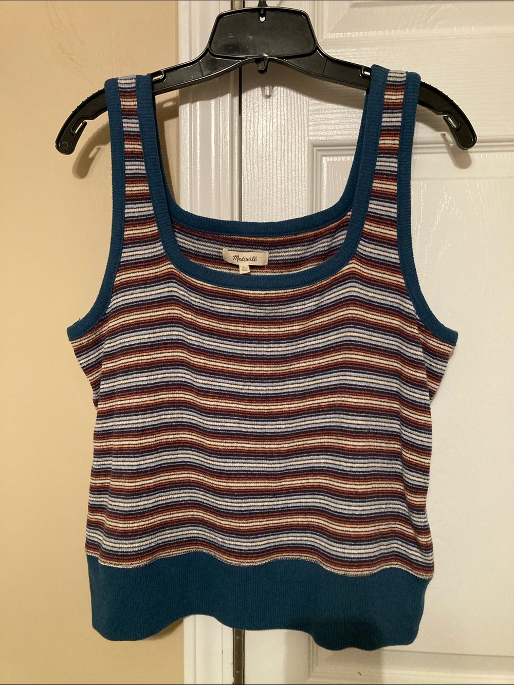 Madewell striped textural square neck tank top